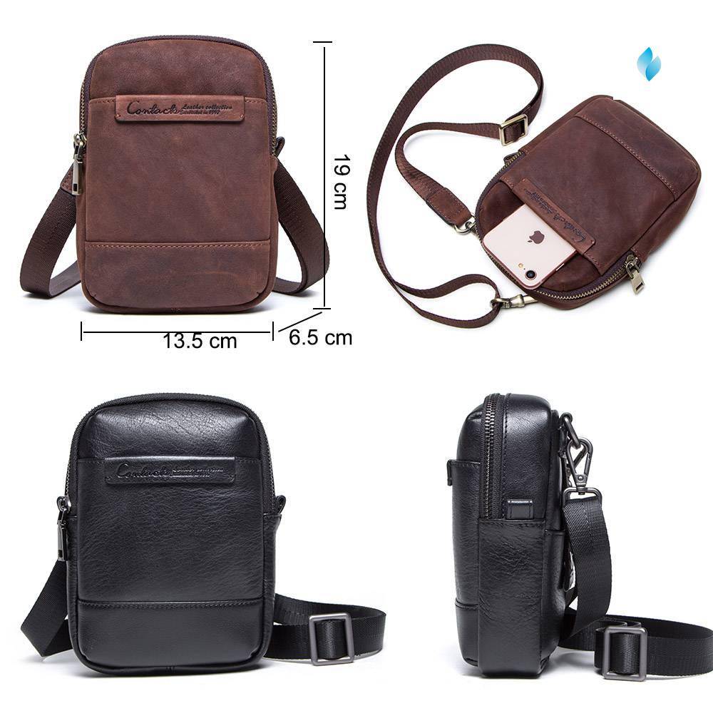 Genuine leather vintage men phone bag for belt shoulder bag with card ...